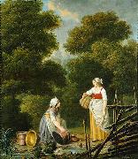 Pehr Hillestrom Two Maid Servants at a Brook oil painting artist